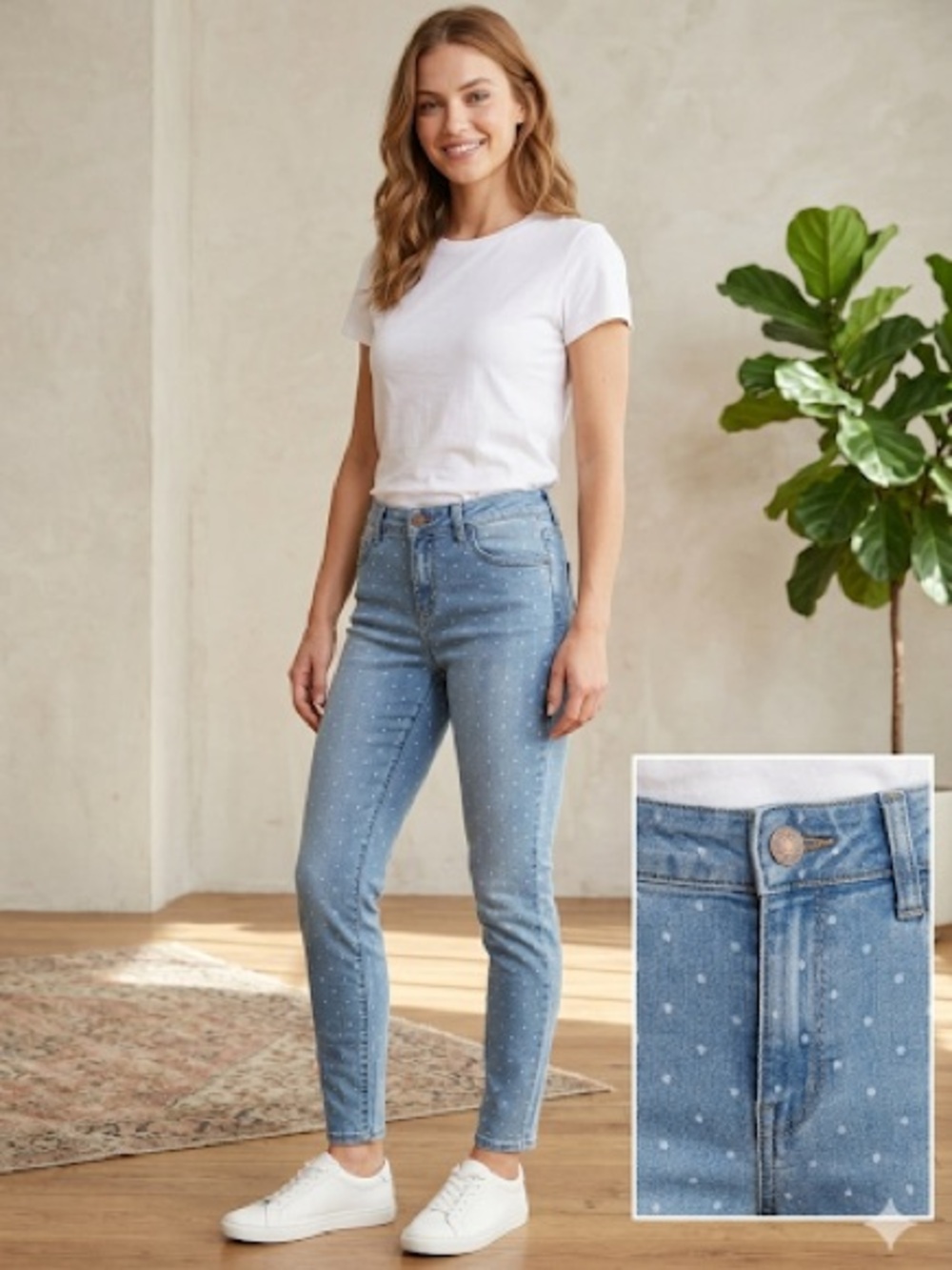 BANANA REPUBLIC POLKA DOT STRETCH SKINNY JEANS